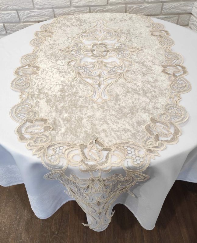Доріжка велюрова Acme з мереживом 70*160 Rose Cappicino