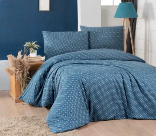Постільна білизна Cotton Collection фланель 200x220 Blue Ditsy