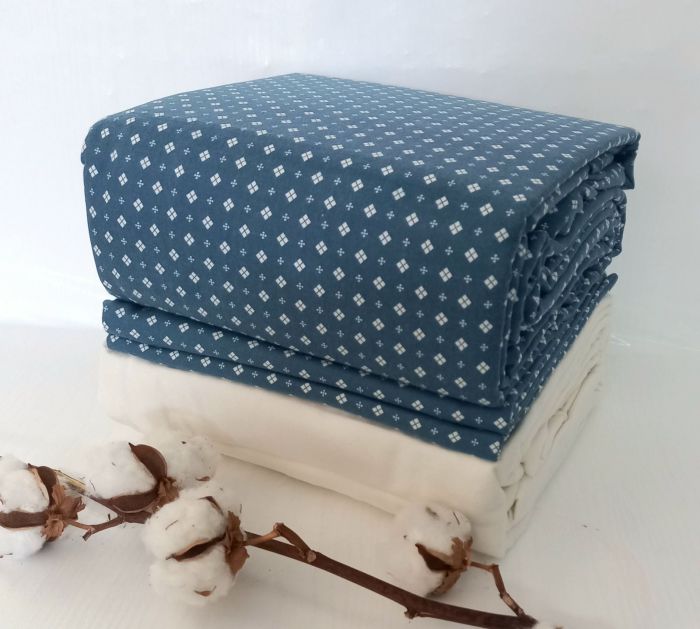 Постільна білизна Cotton Collection фланель 200x220 Blue Ditsy